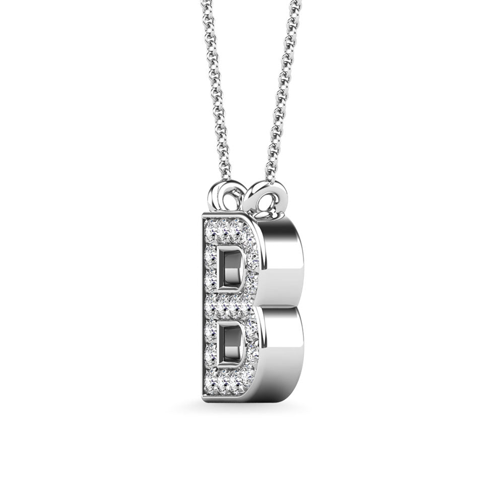 Diamond 1/20 Ct.Tw. Letter B Pendant in 10K White Gold""