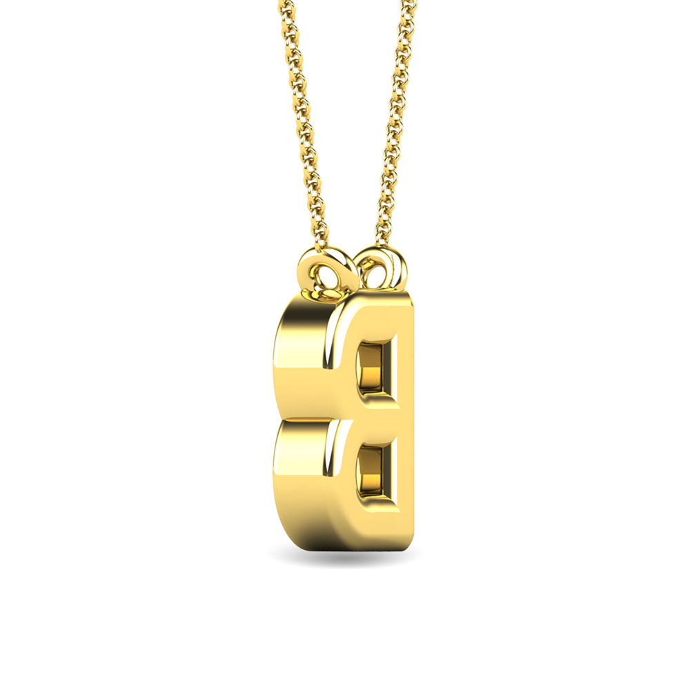 10K Yellow Gold Letter B Diamond Pendant 1/20 Ctw