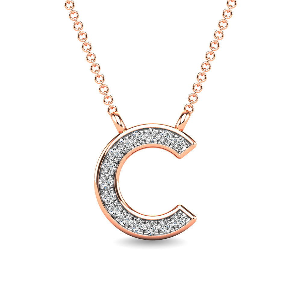 Diamond 1/20 Ct.Tw. Letter C Pendant in 10K Rose Gold""