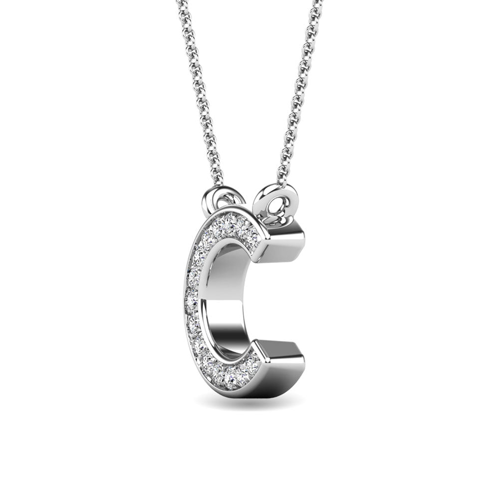 Diamond 1/20 Ct.Tw. Letter C Pendant in 10K White Gold""