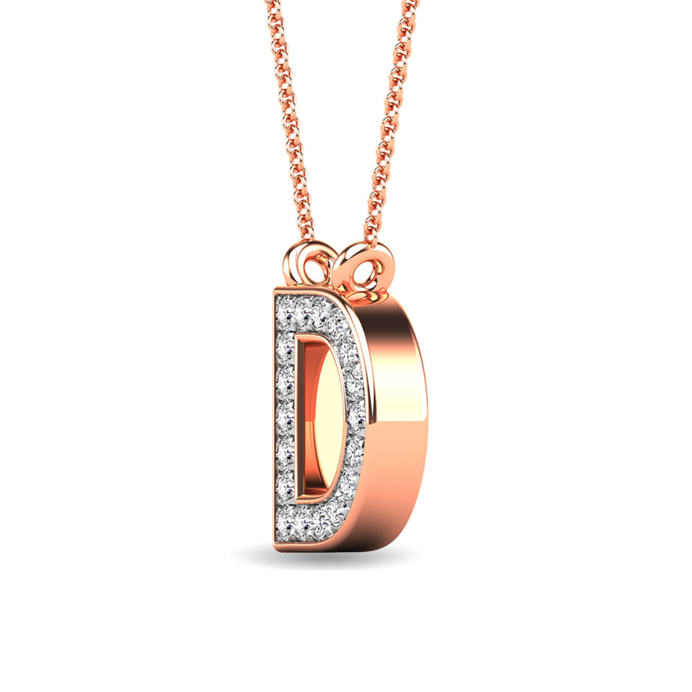 Diamond 1/20 Ct.Tw. Letter D Pendant in 10K Rose Gold""