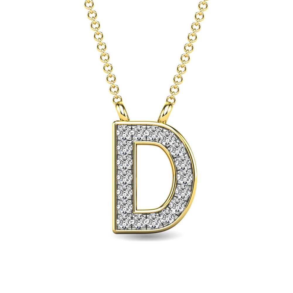 Diamond 1/20 Ct.Tw. Letter D Pendant in 10K Yellow Gold""