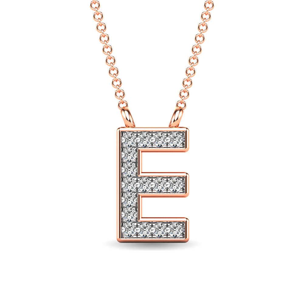 Diamond 1/20 Ct.Tw. Letter E Pendant in 10K Rose Gold""