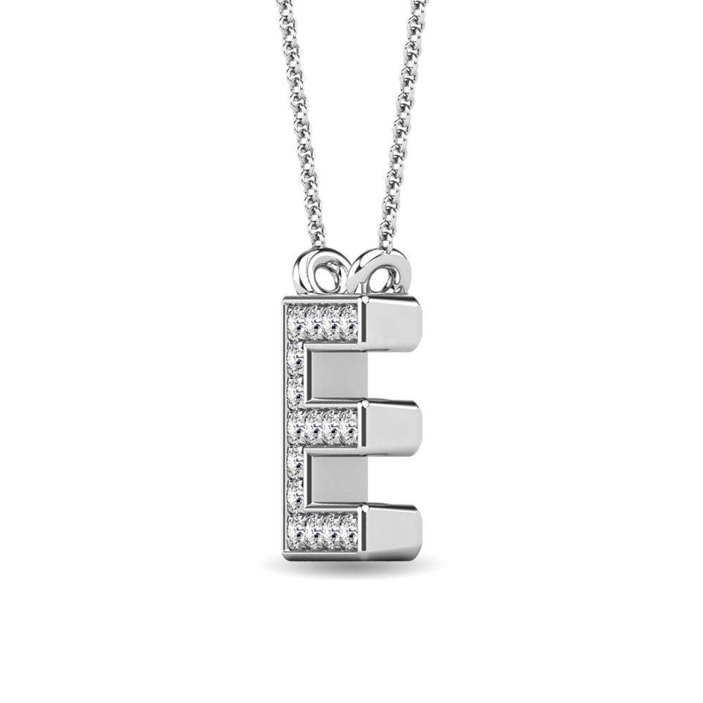 Diamond 1/20 Ct.Tw. Letter E Pendant in 10K White Gold""