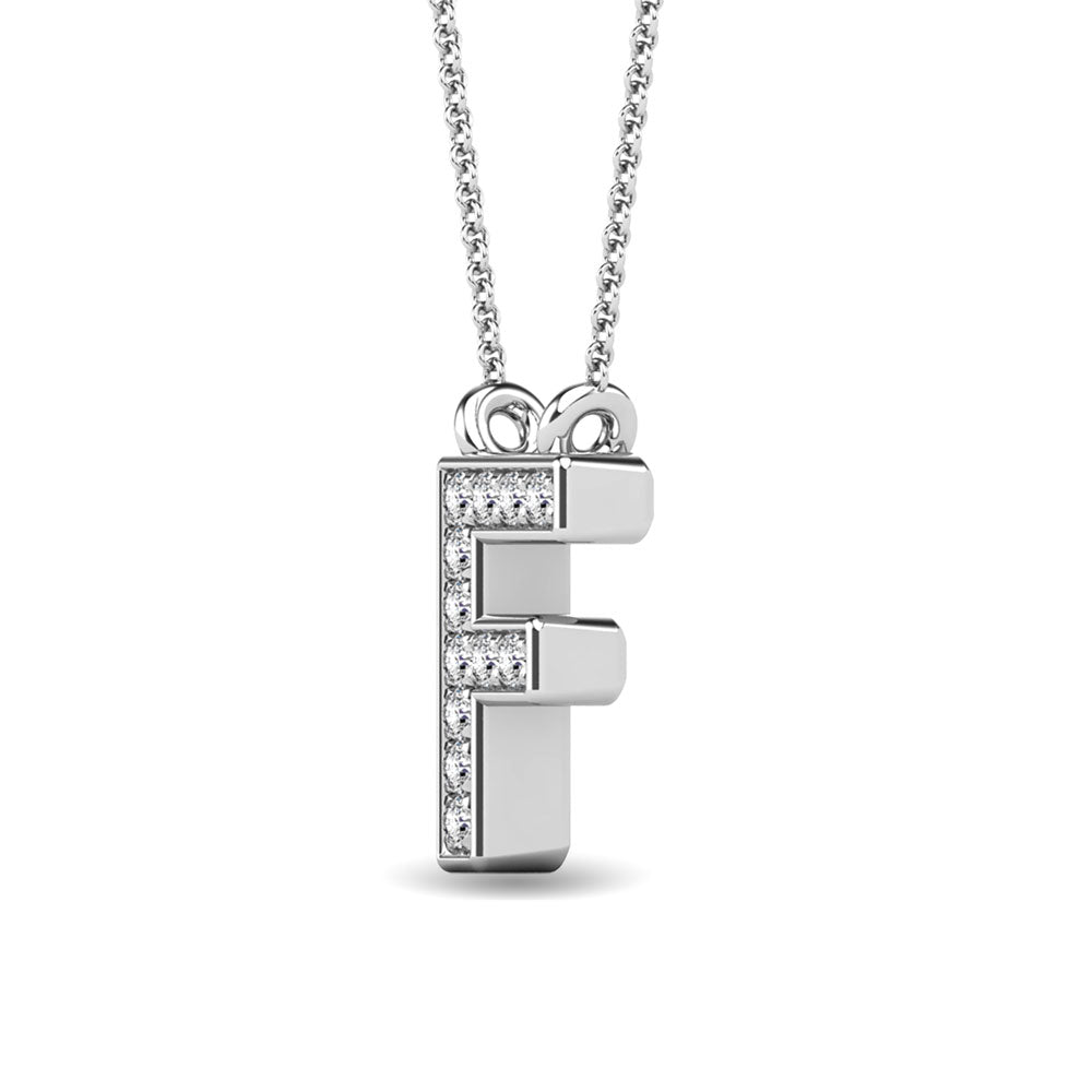 Diamond 1/20 Ct.Tw. Letter F Pendant in 10K White Gold""