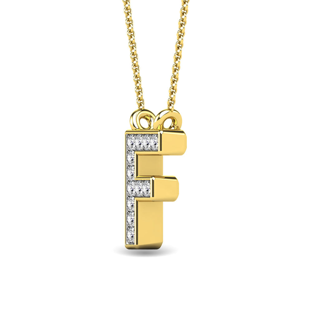 Diamond 1/20 Ct.Tw. Letter F Pendant in 10K Yellow Gold""