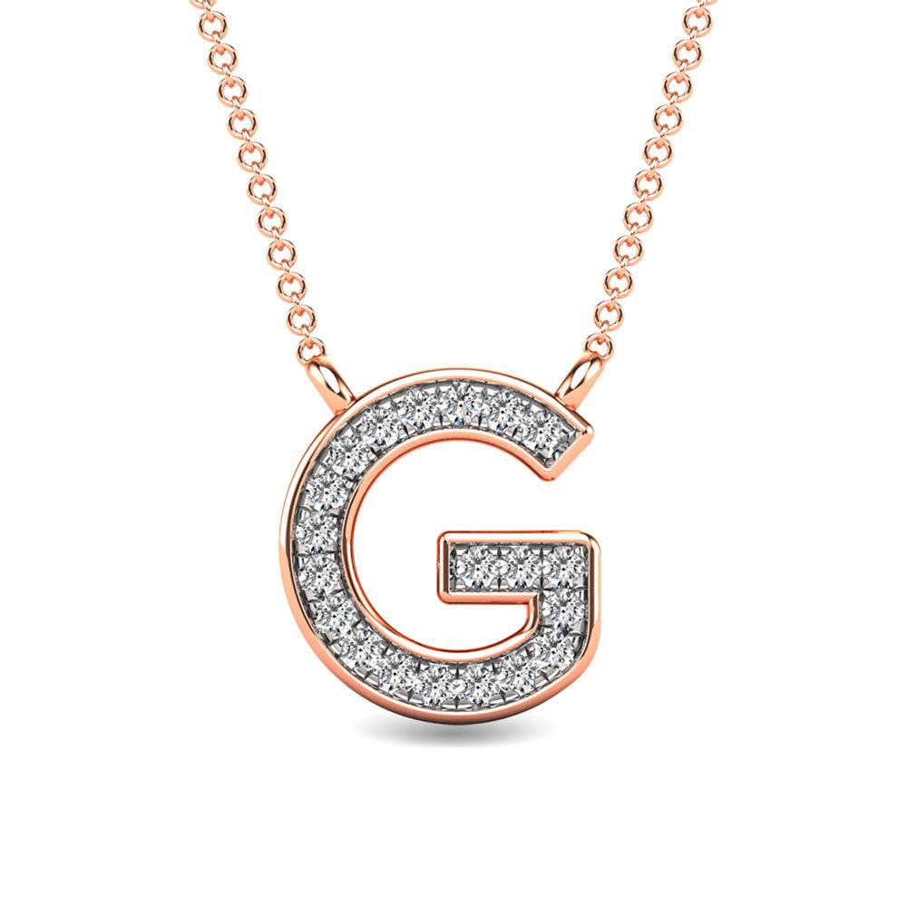 10K Rose Gold Letter G Diamond Pendant 1/20 ctw