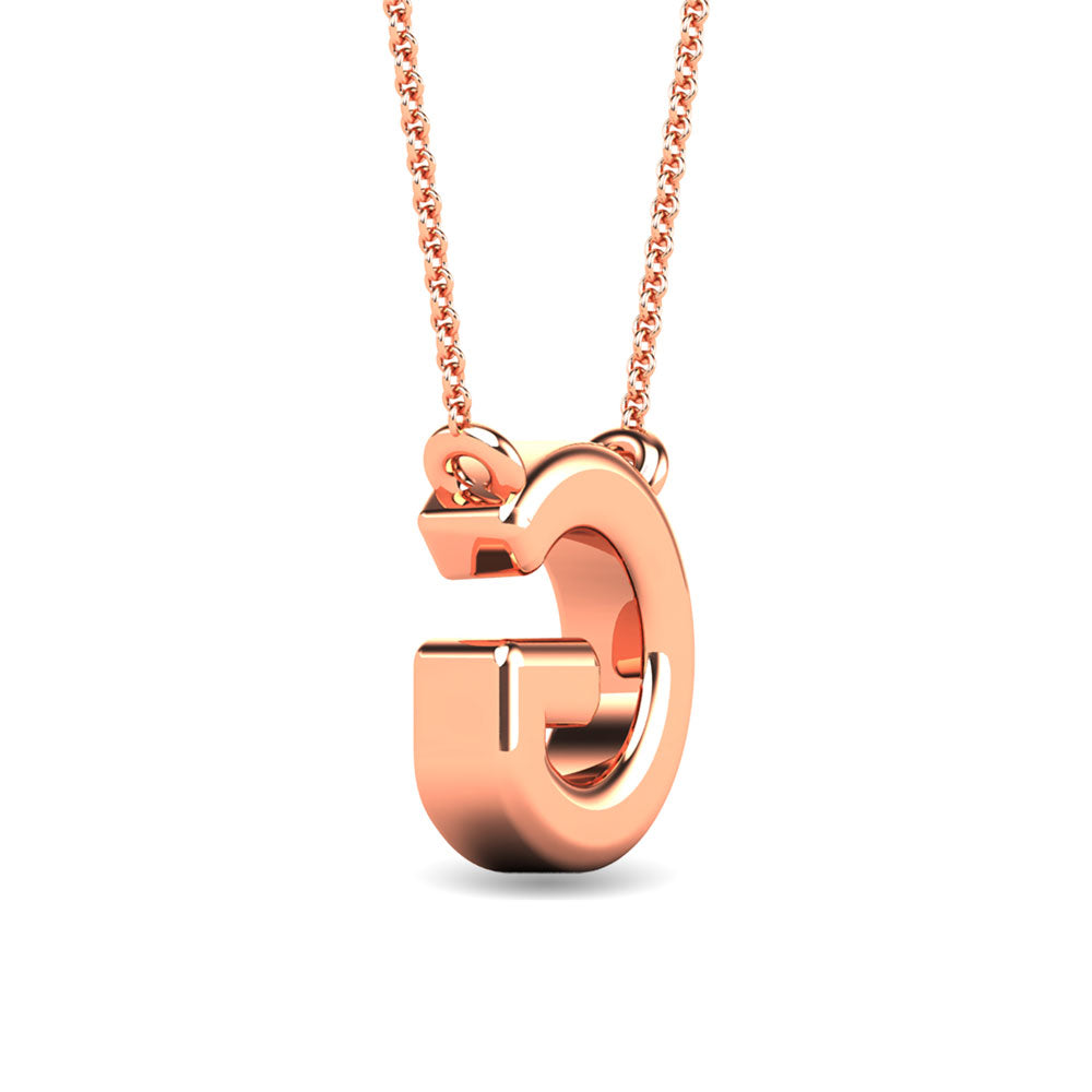 10K Rose Gold Letter G Diamond Pendant 1/20 ctw