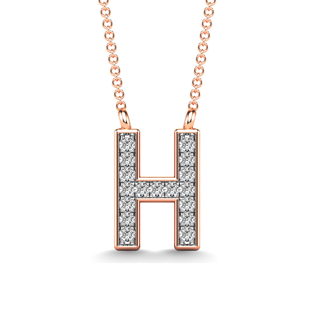 Diamond 1/20 Ct.Tw. Letter H Pendant in 10K Rose Gold""