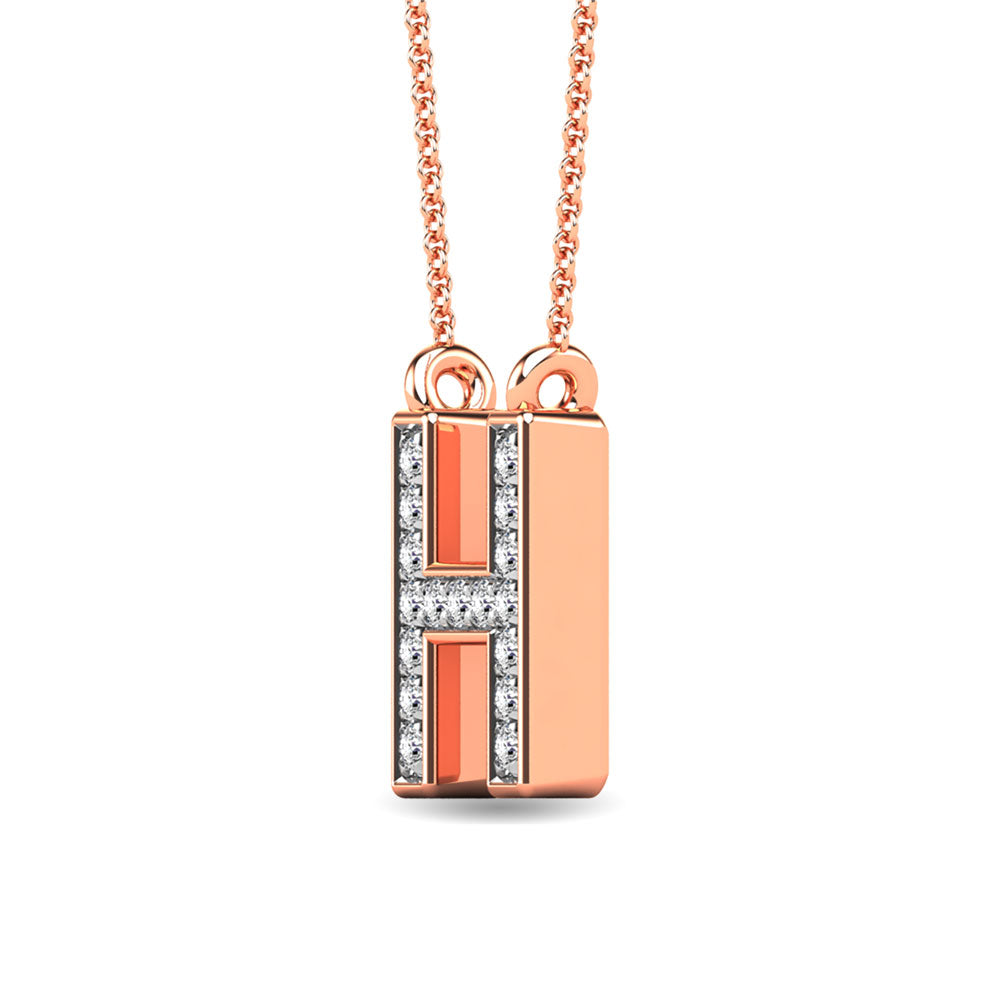 Diamond 1/20 Ct.Tw. Letter H Pendant in 10K Rose Gold""