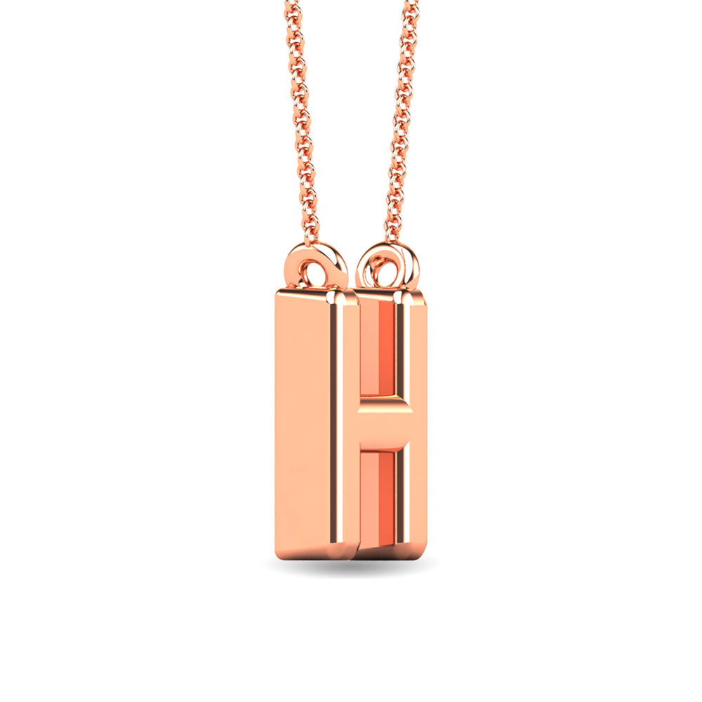 Diamond 1/20 Ct.Tw. Letter H Pendant in 10K Rose Gold""