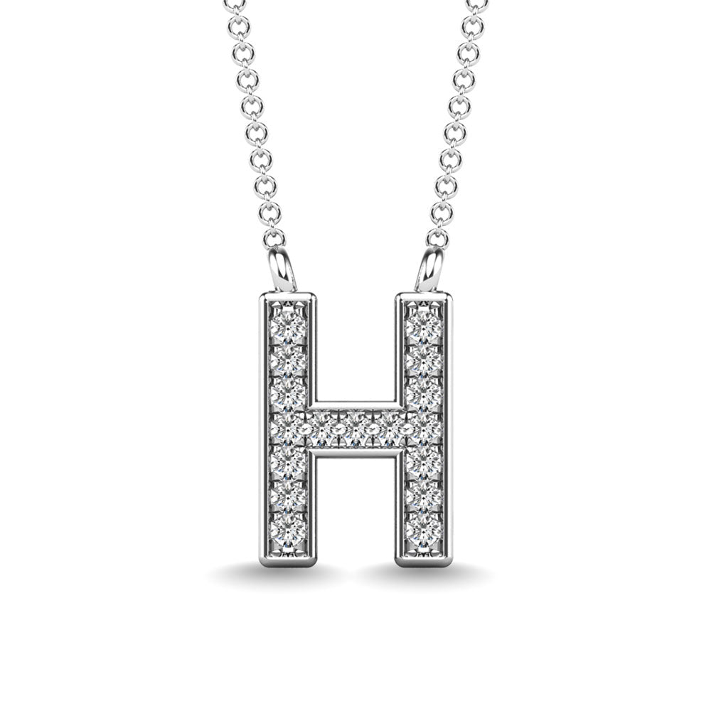 Diamond 1/20 Ct.Tw. Letter H Pendant in 10K White Gold""