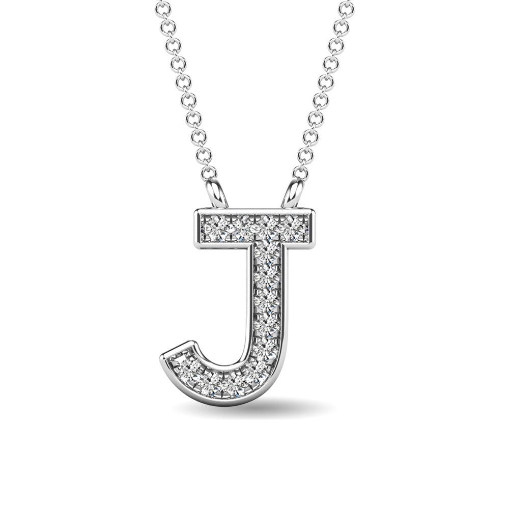 Diamond 1/20 Ct.Tw. Letter J Pendant in 10K White Gold""