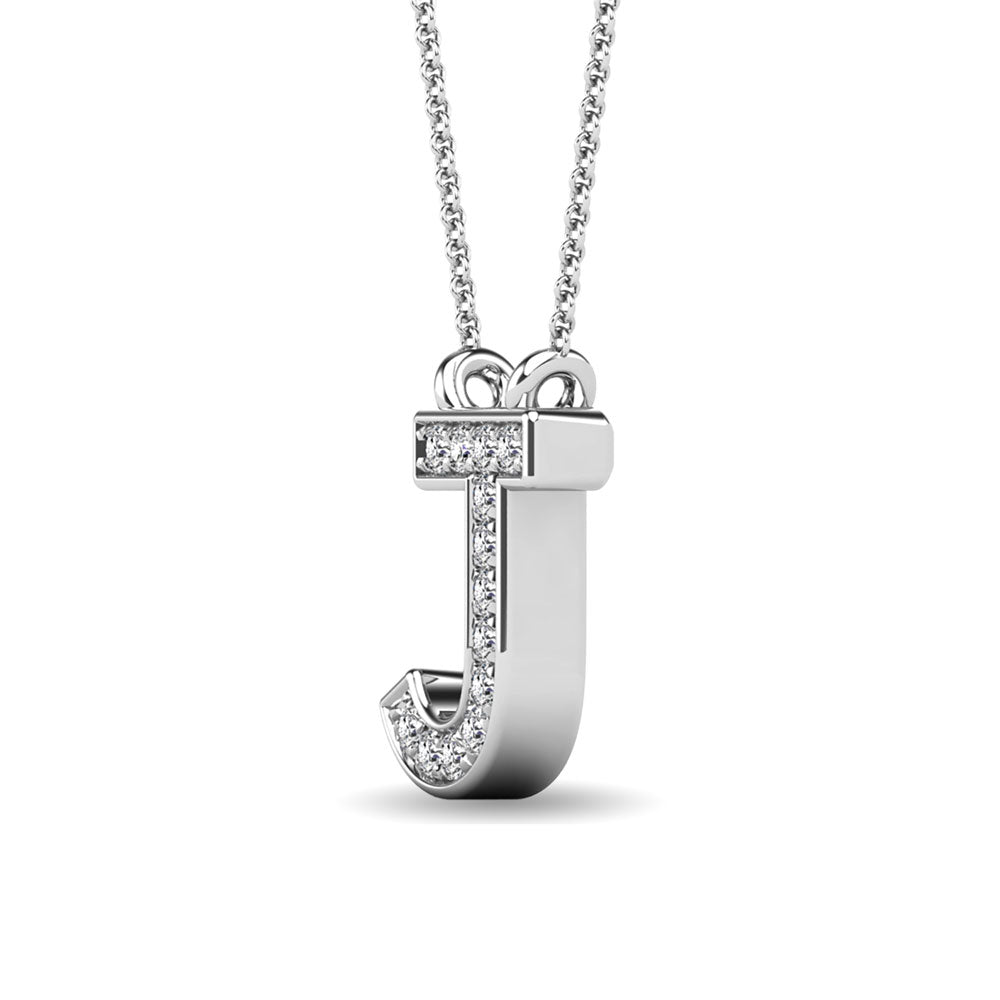 Diamond 1/20 Ct.Tw. Letter J Pendant in 10K White Gold""