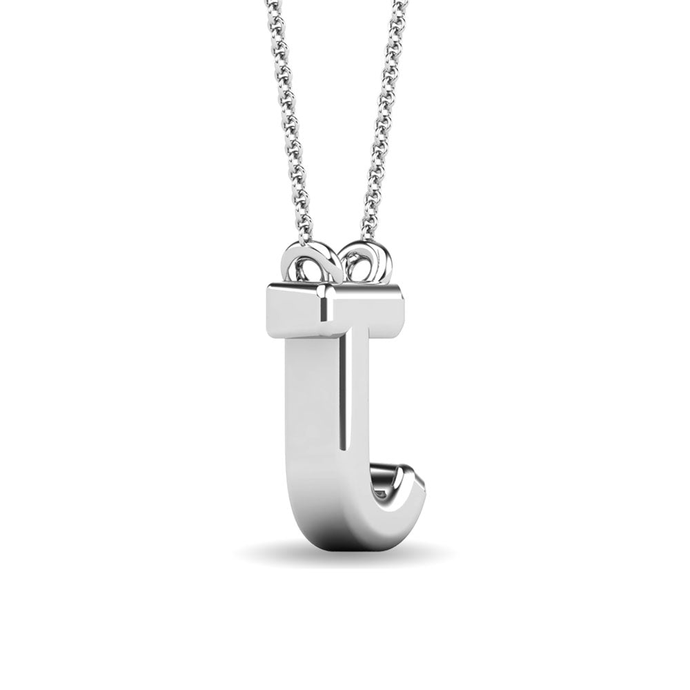 Diamond 1/20 Ct.Tw. Letter J Pendant in 10K White Gold""