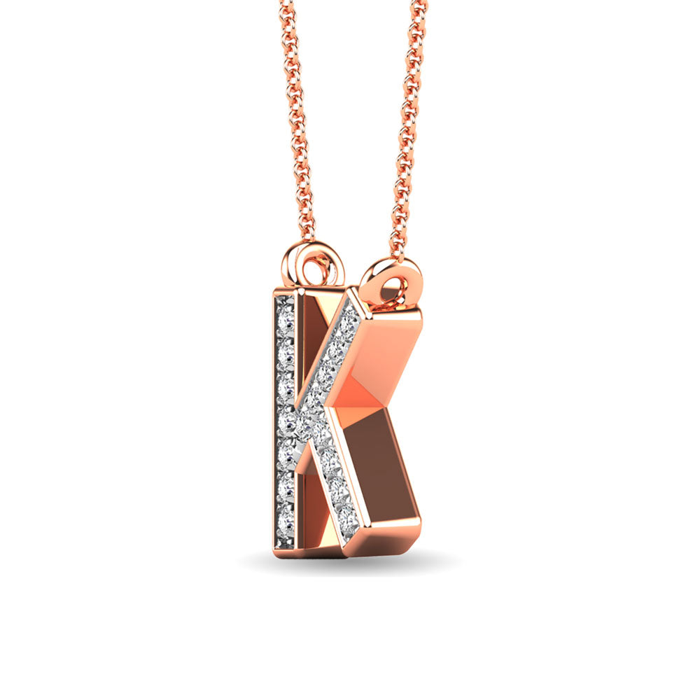 Diamond 1/20 Ct.Tw. Letter K Pendant in 10K Rose Gold""