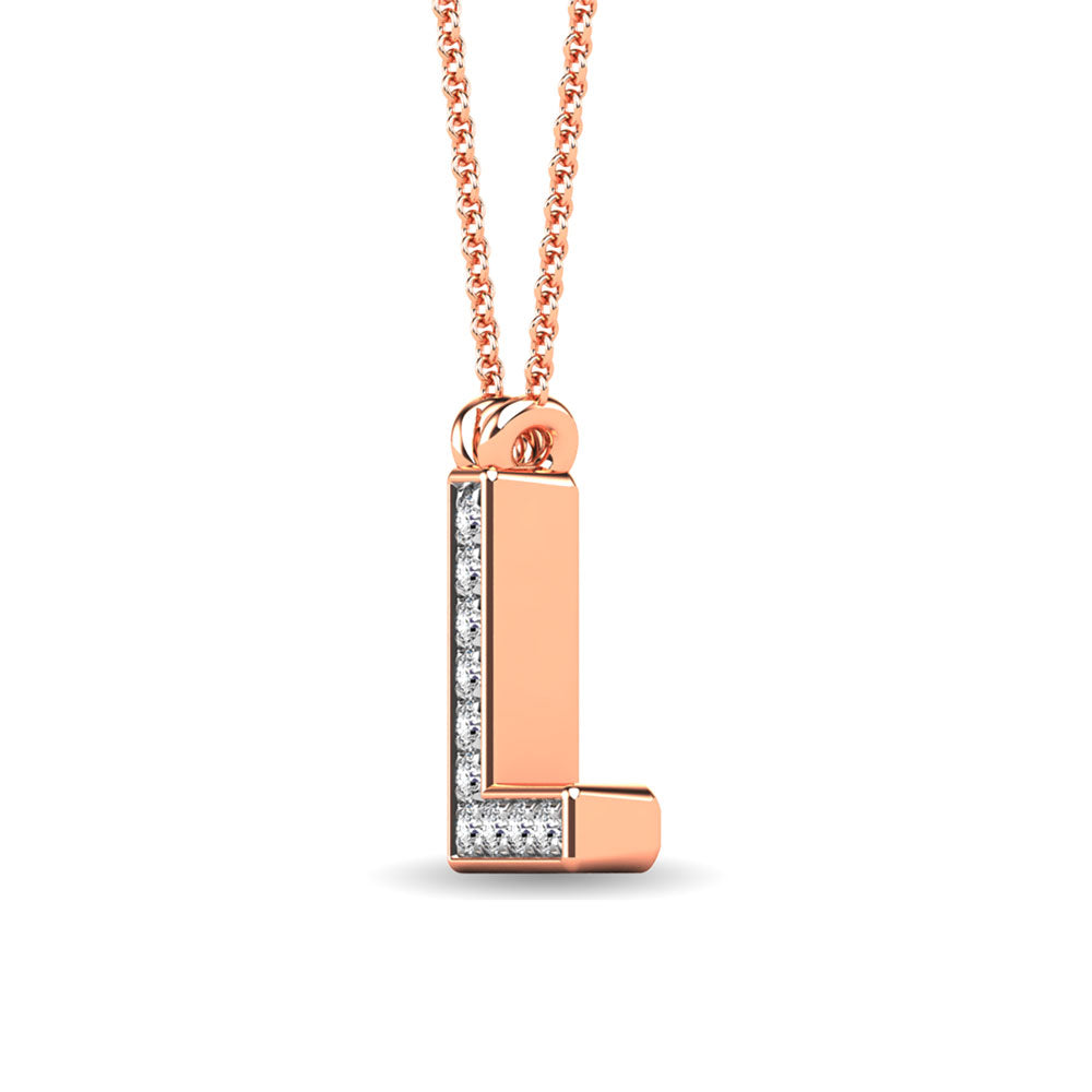 Diamond 1/20 Ct.Tw. Letter L Pendant in 10K Rose Gold""