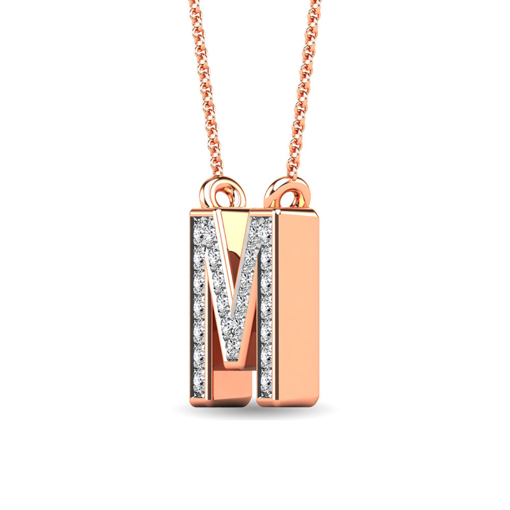 Diamond 1/20 Ct.Tw. Letter M Pendant in 10K Rose Gold""