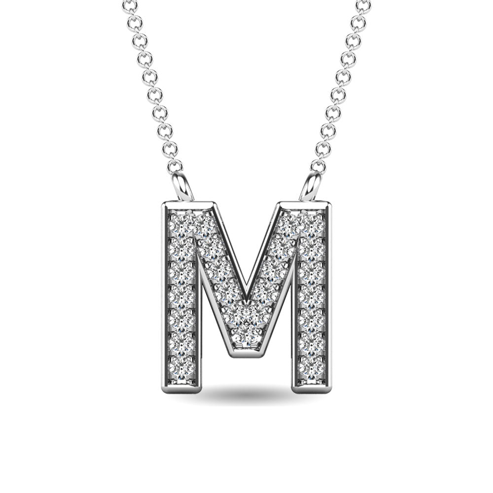 Diamond 1/20 Ct.Tw. Letter M Pendant in 10K White Gold""