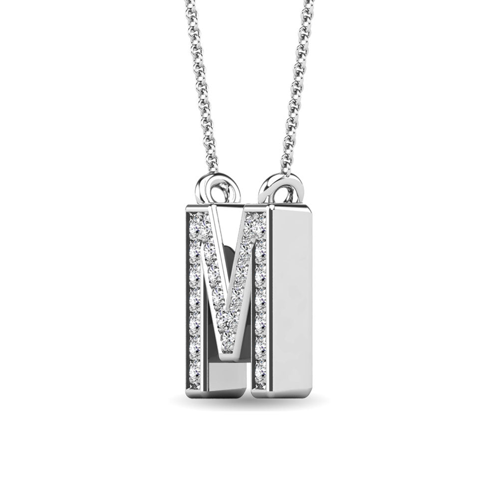 Diamond 1/20 Ct.Tw. Letter M Pendant in 10K White Gold""