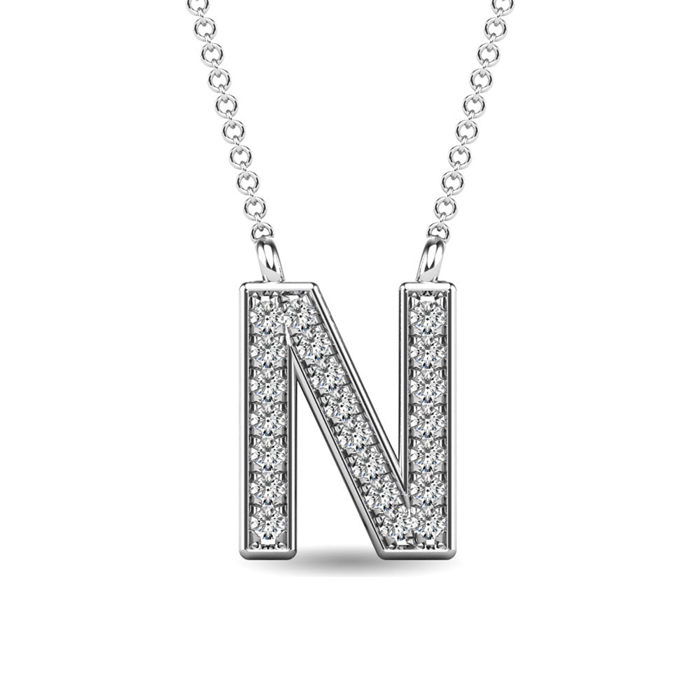 Diamond 1/20 Ct.Tw. Letter N Pendant in 10K White Gold""