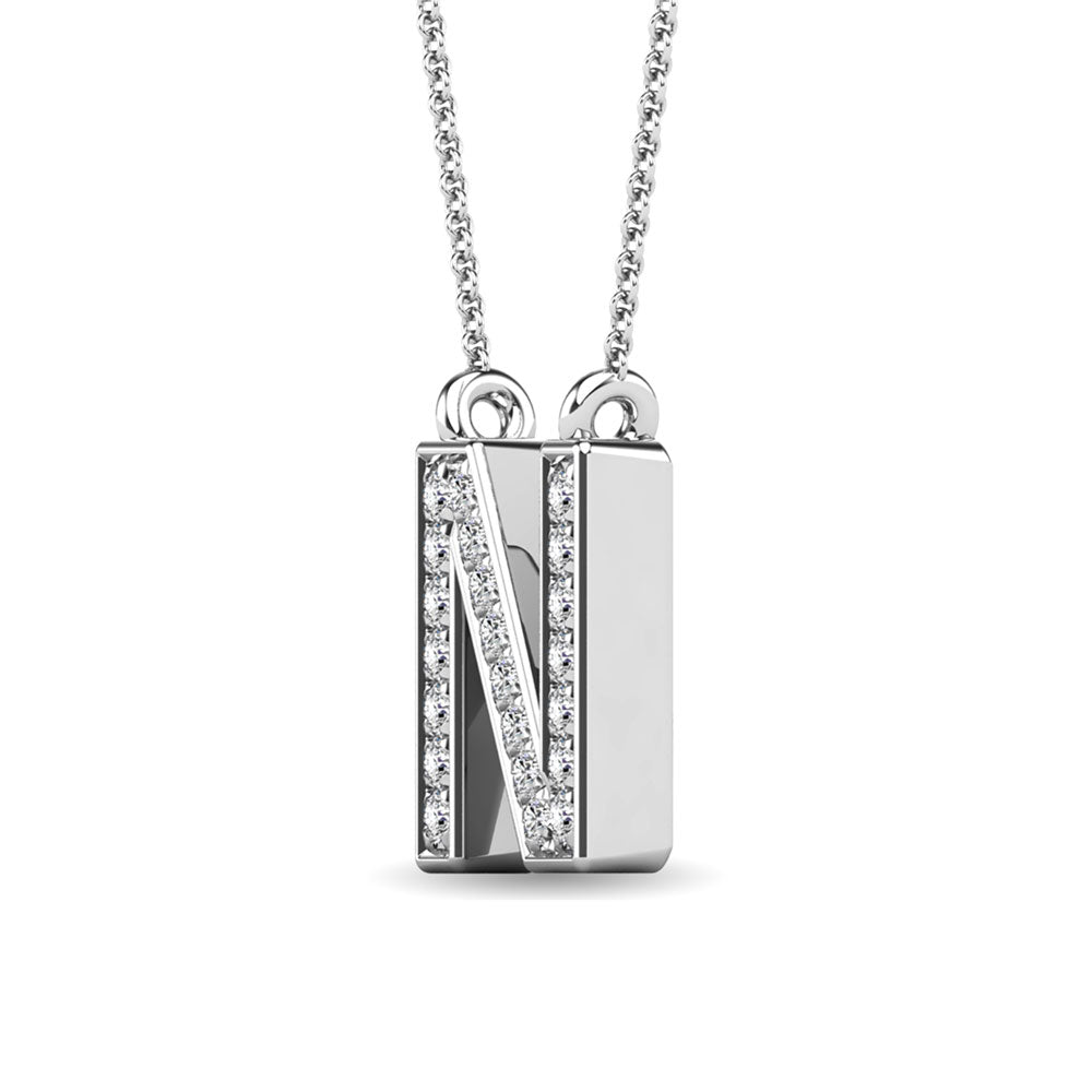 Diamond 1/20 Ct.Tw. Letter N Pendant in 10K White Gold""