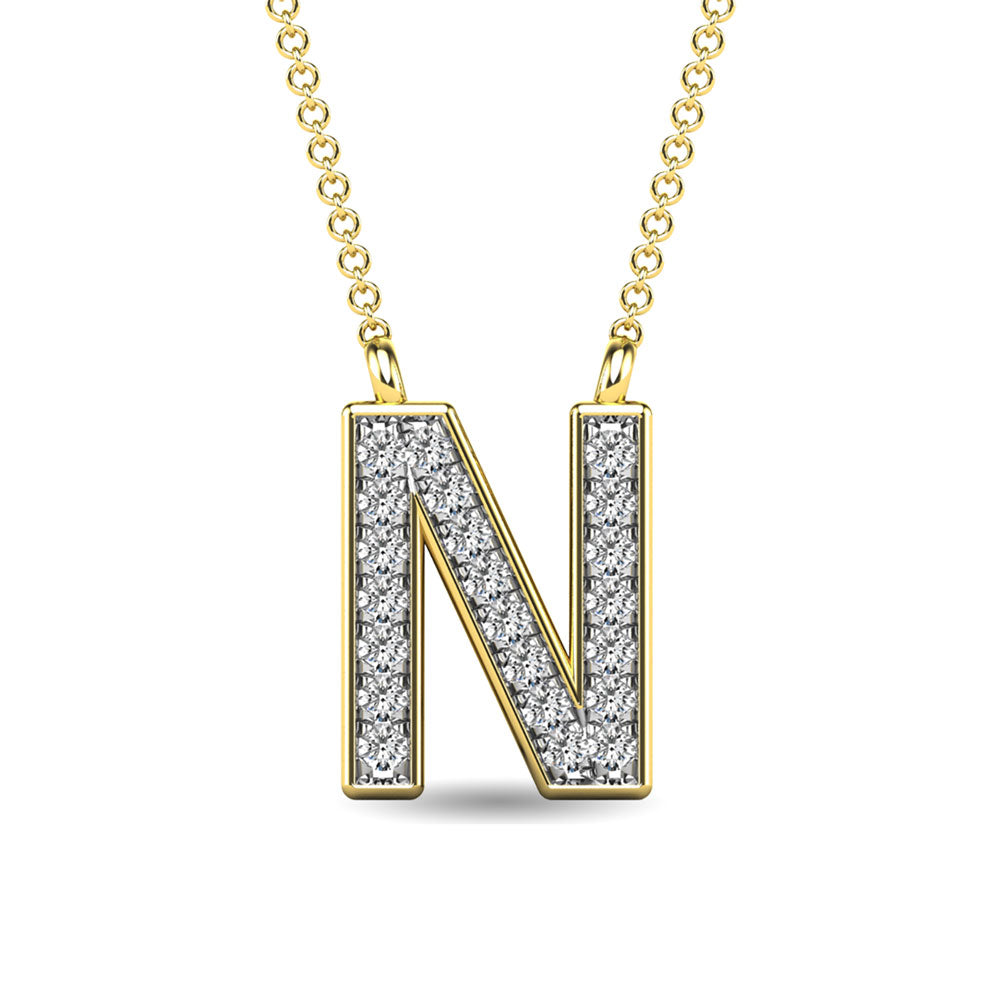 Diamond 1/20 Ct.Tw. Letter N Pendant in 10K Yellow Gold""