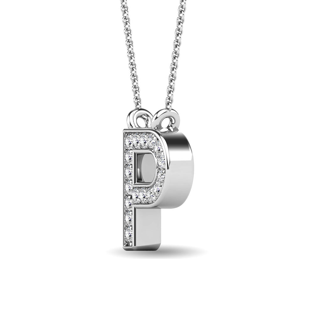 Diamond 1/20 Ct.Tw. Letter P Pendant in 10K White Gold""