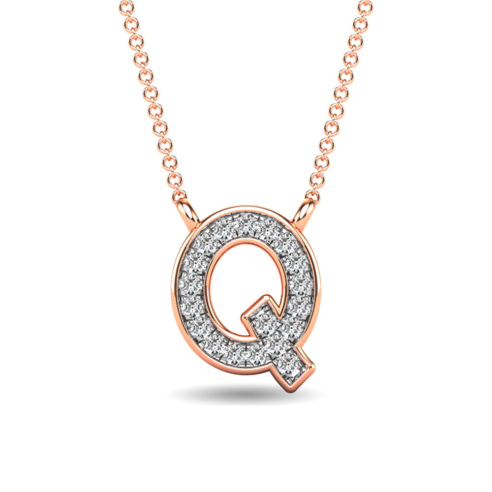 Diamond 1/20 Ct.Tw. Letter Q Pendant in 10K Rose Gold""