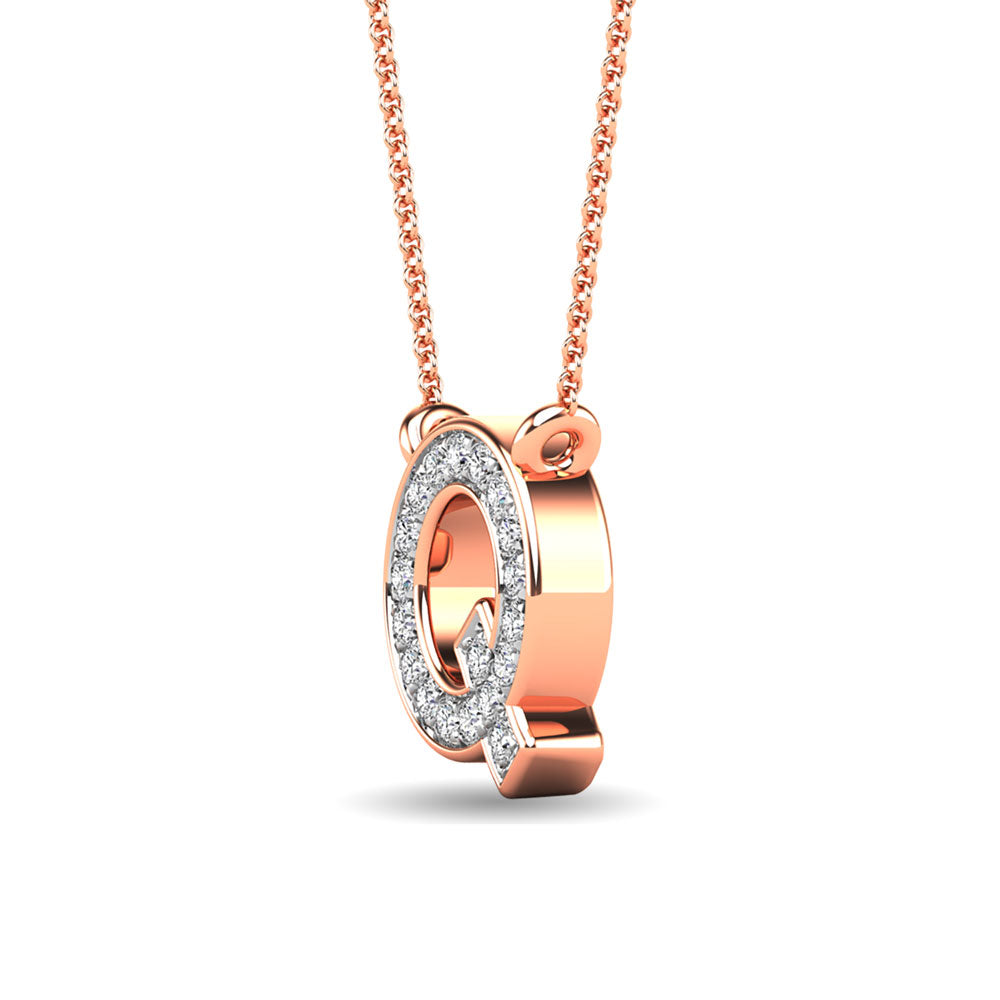 Diamond 1/20 Ct.Tw. Letter Q Pendant in 10K Rose Gold""