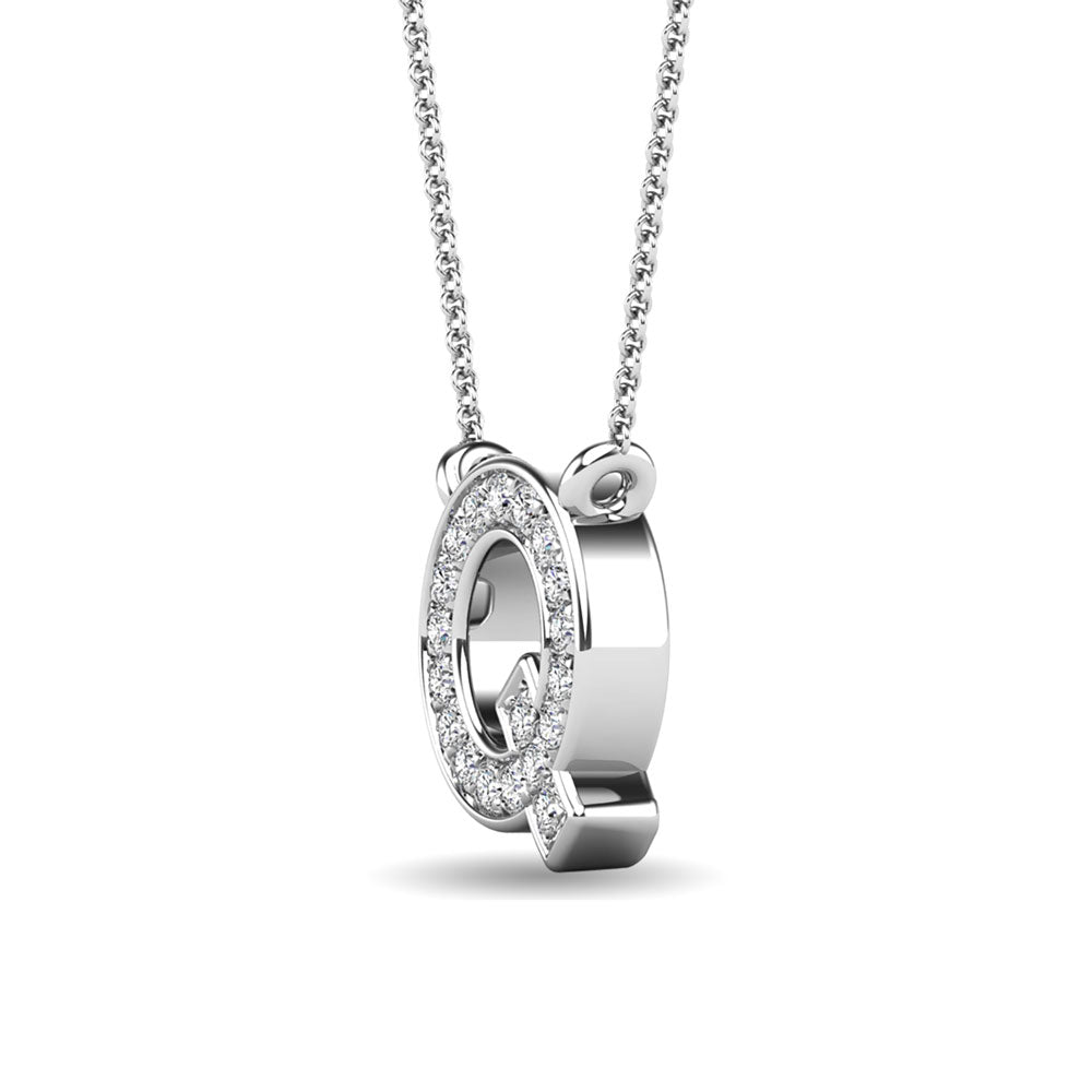 Diamond 1/20 Ct.Tw. Letter Q Pendant in 10K White Gold""