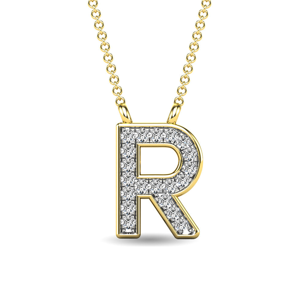 Diamond 1/20 Ct.Tw. Letter R Pendant in 10K Yellow Gold""