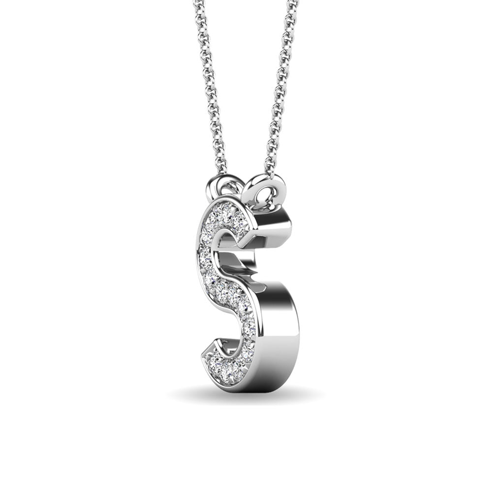 Diamond 1/20 Ct.Tw. Letter S Pendant in 10K White Gold""