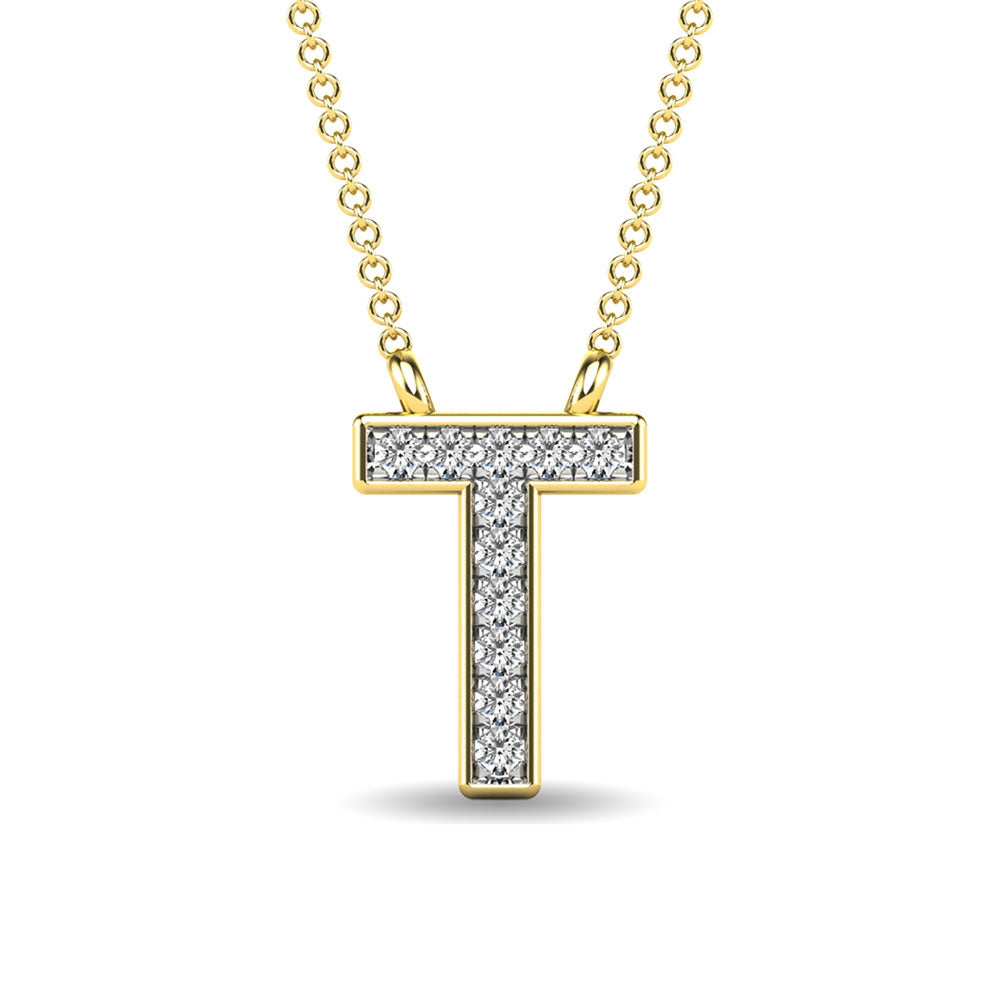 Diamond 1/20 Ct.Tw. Letter T Pendant in 10K Yellow Gold""