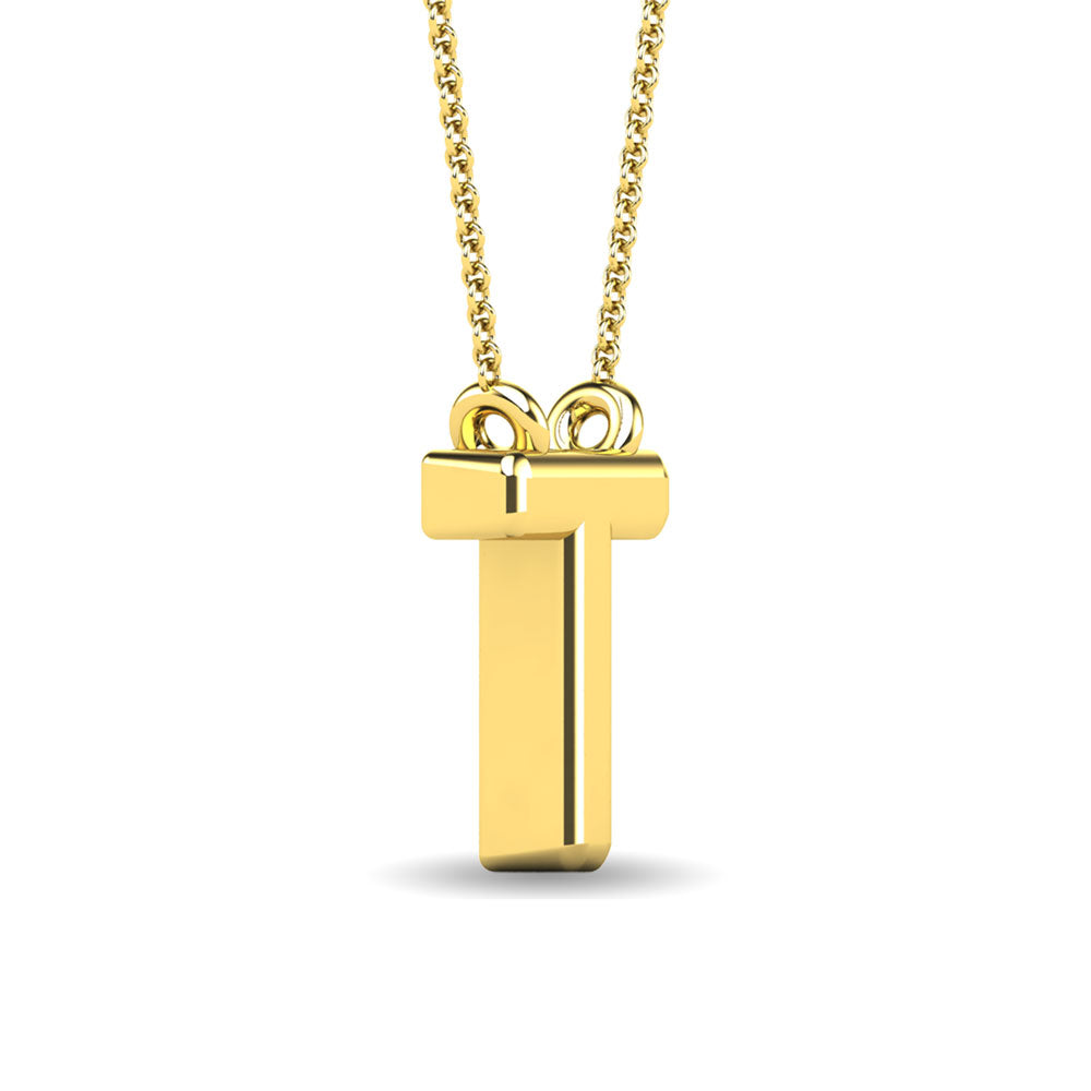 Diamond 1/20 Ct.Tw. Letter T Pendant in 10K Yellow Gold""