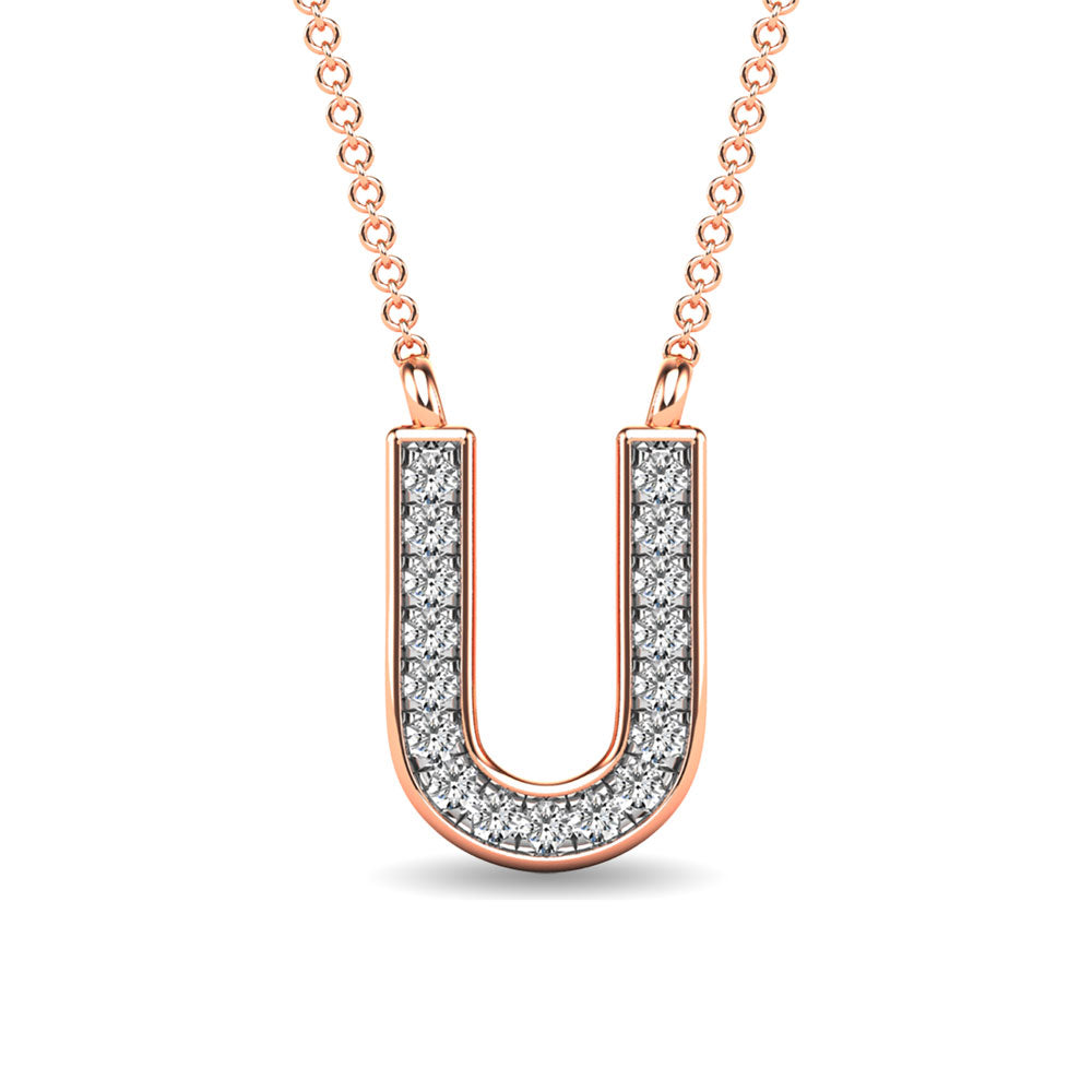 Diamond 1/20 Ct.Tw. Letter U Pendant in 10K Rose Gold""