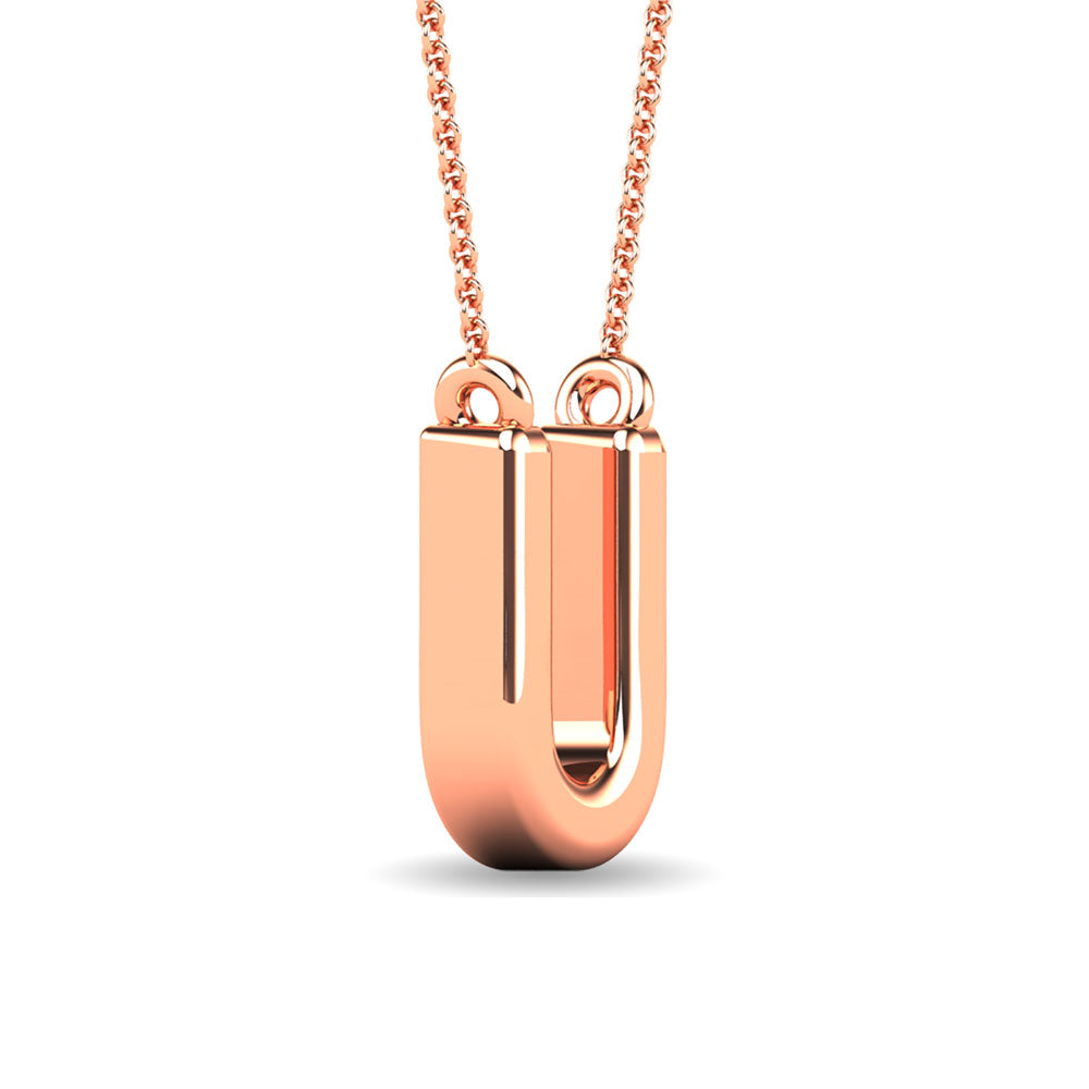 Diamond 1/20 Ct.Tw. Letter U Pendant in 10K Rose Gold""