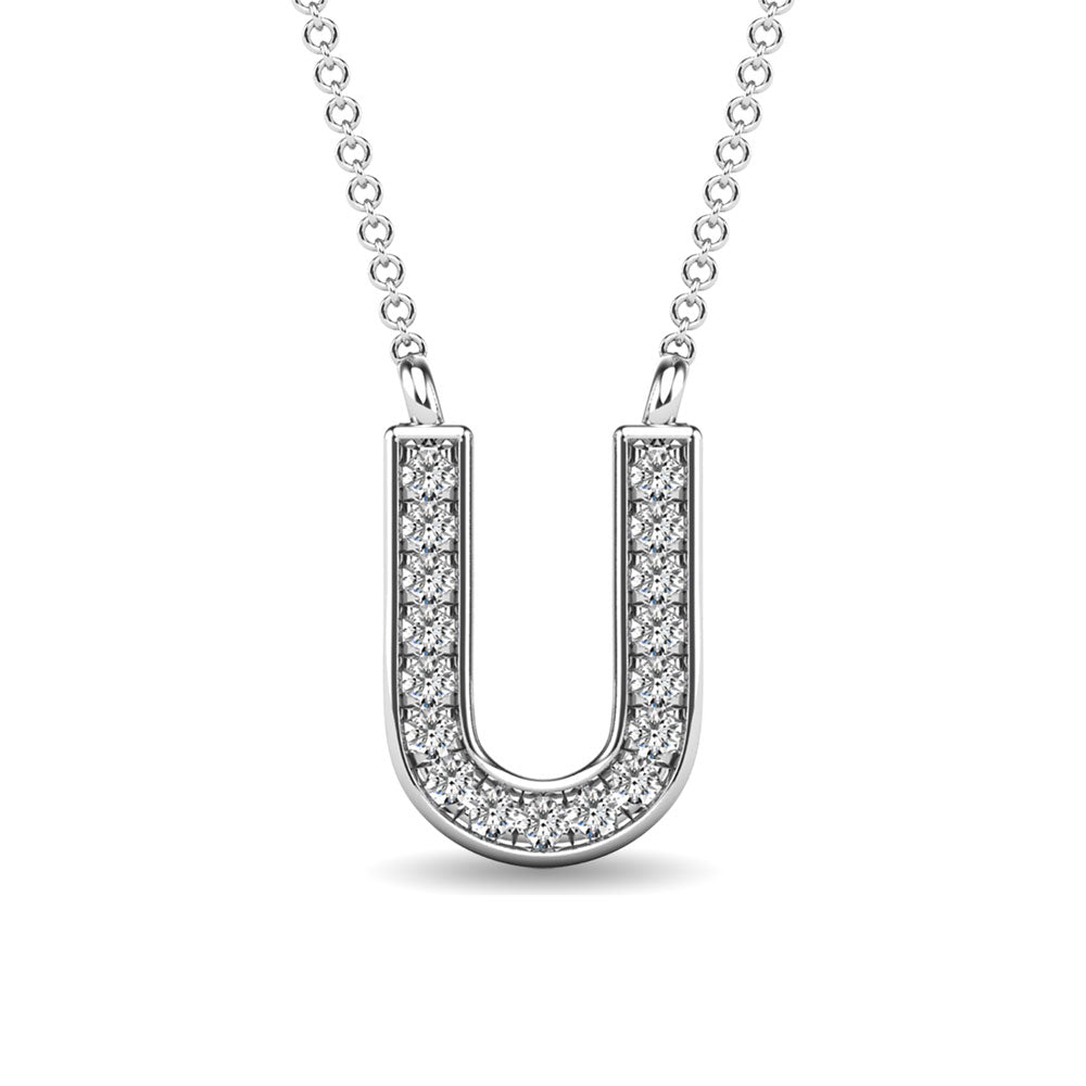 Diamond 1/20 Ct.Tw. Letter U Pendant in 10K White Gold""