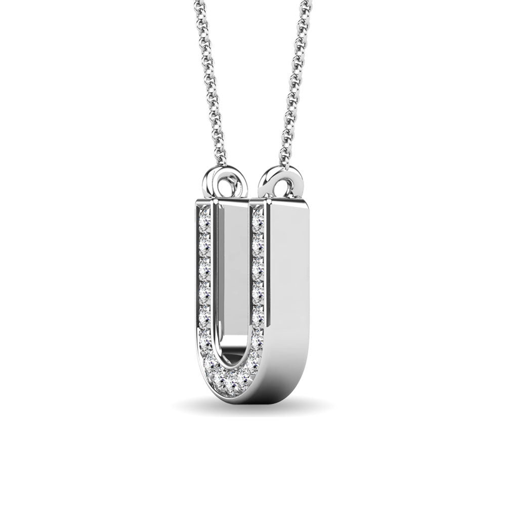 Diamond 1/20 Ct.Tw. Letter U Pendant in 10K White Gold""