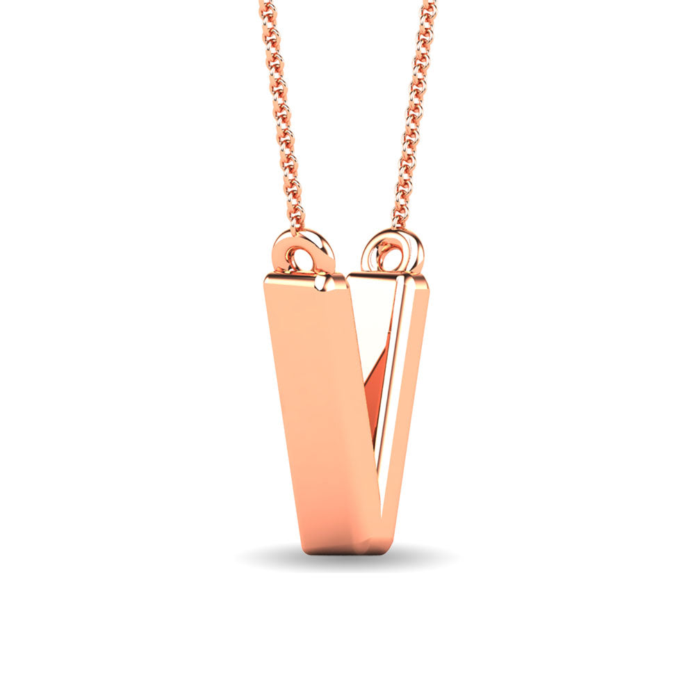 Diamond 1/20 Ct.Tw. Letter V Pendant in 10K Rose Gold""