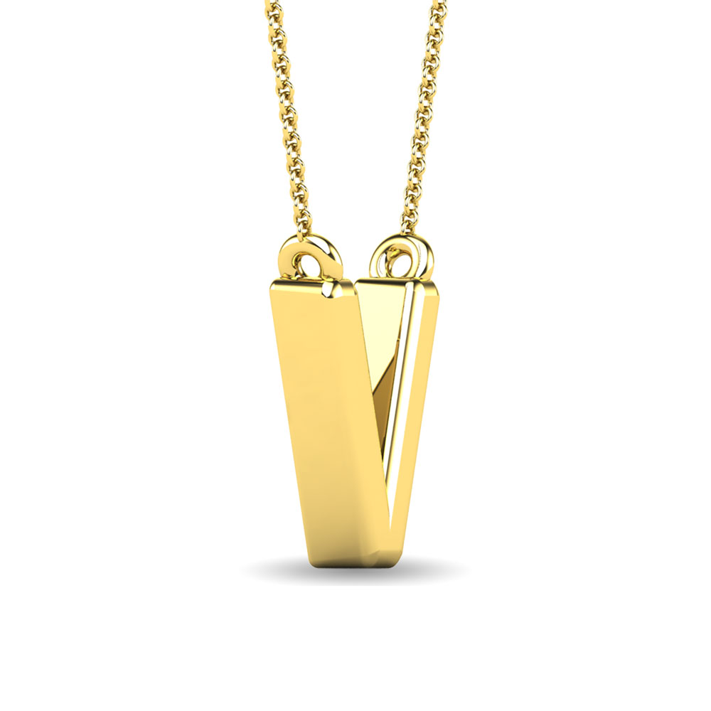 Diamond 1/20 Ct.Tw. Letter V Pendant in 10K Yellow Gold""