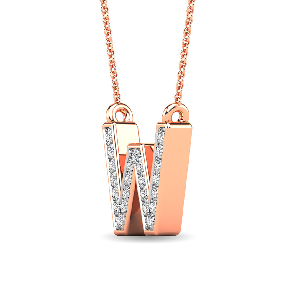 Diamond 1/20 Ct.Tw. Letter W Pendant in 10K Rose Gold""