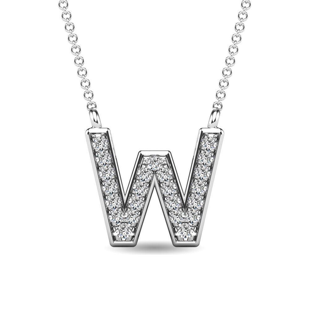 Diamond 1/20 Ct.Tw. Letter W Pendant in 10K White Gold""