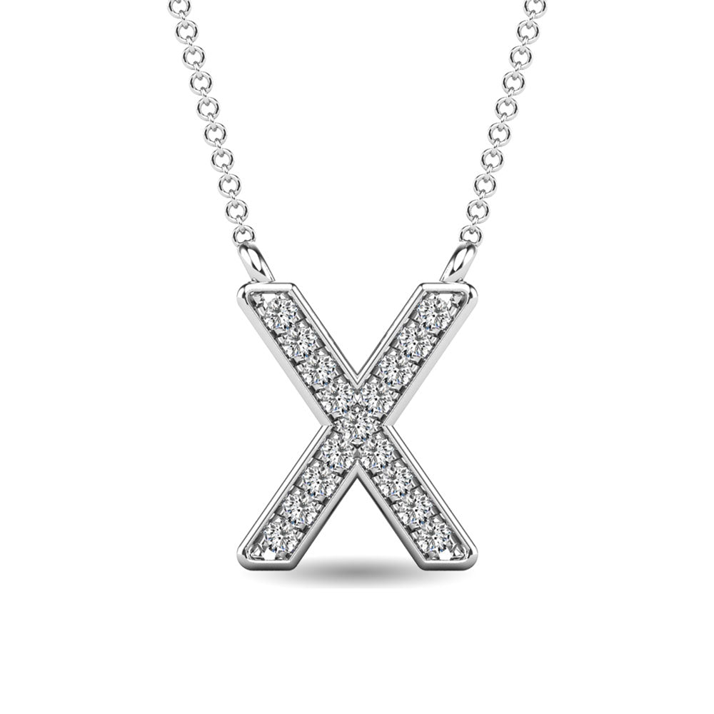 Diamond 1/20 Ct.Tw. Letter X Pendant in 10K White Gold""