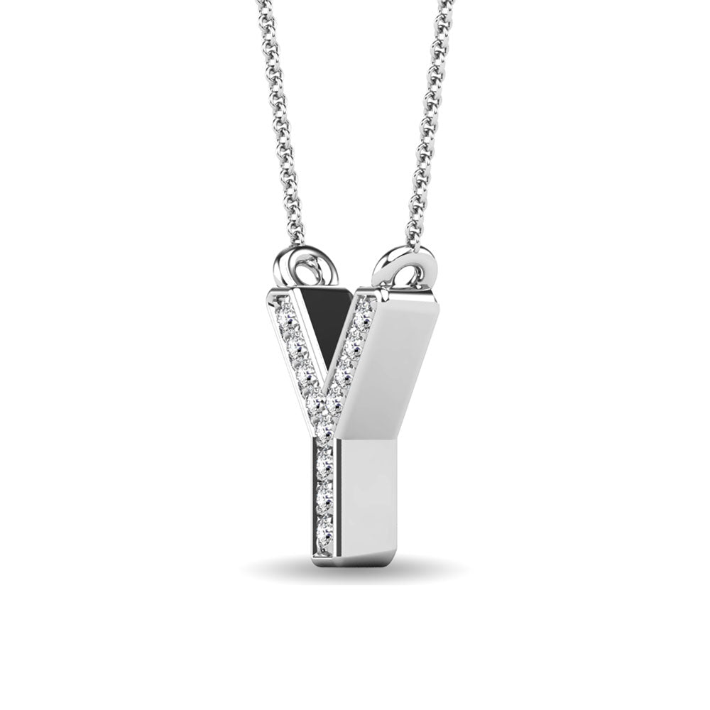 Diamond 1/20 Ct.Tw. Letter Y Pendant in 10K White Gold""