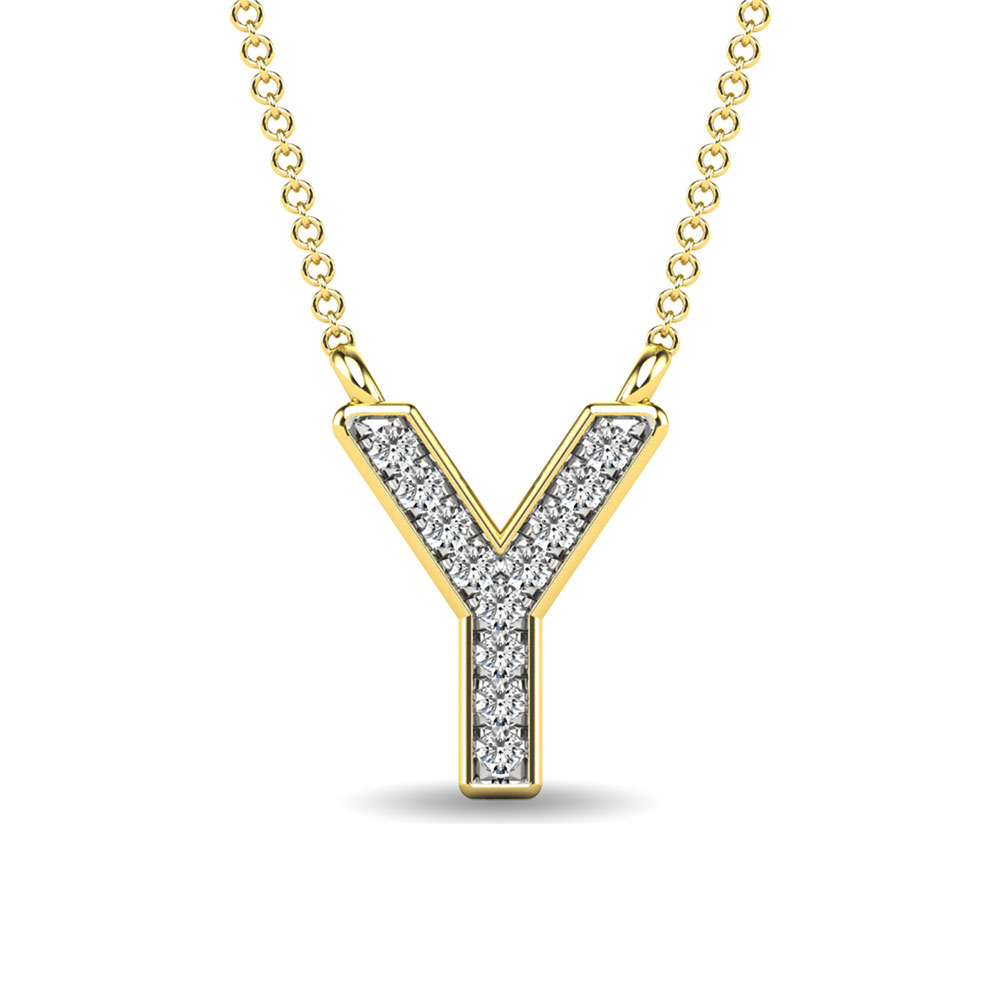 Diamond 1/20 Ct.Tw. Letter Y Pendant in 10K Yellow Gold""