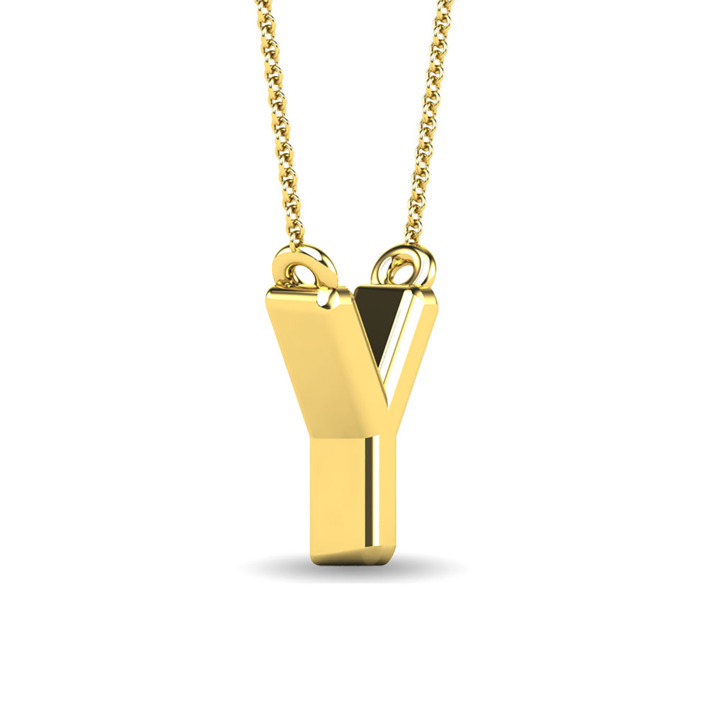 Diamond 1/20 Ct.Tw. Letter Y Pendant in 10K Yellow Gold""