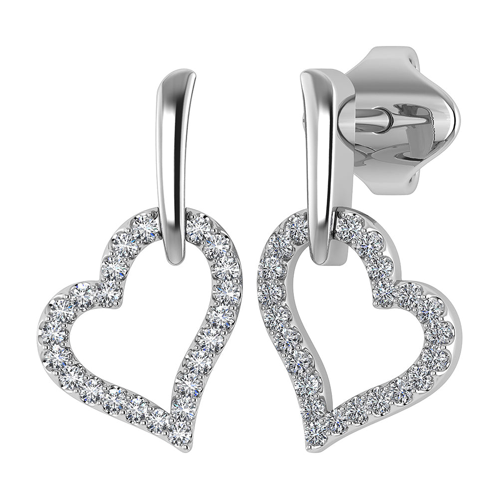 10K White Gold 1/5 Ct.Tw. Diamond Heart Earrings