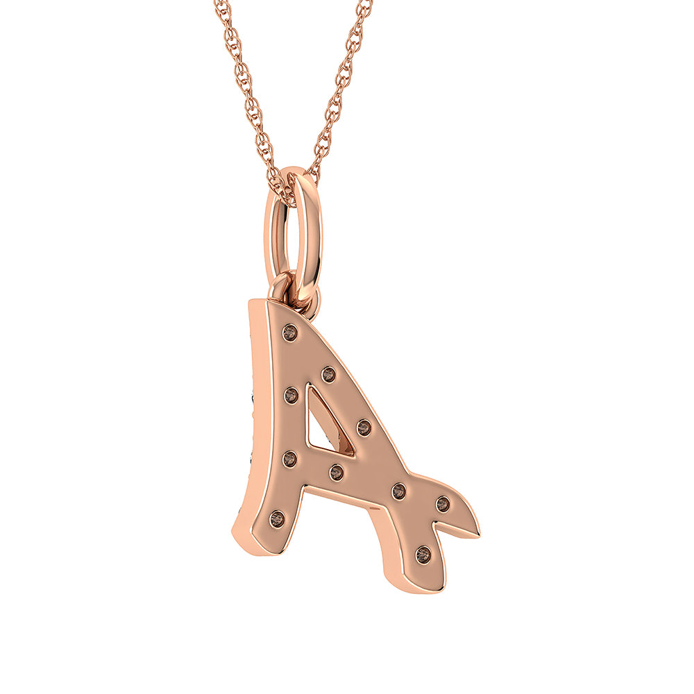 Diamond 1/8 Ct.Tw. Letter A Pendant in 10K Rose Gold