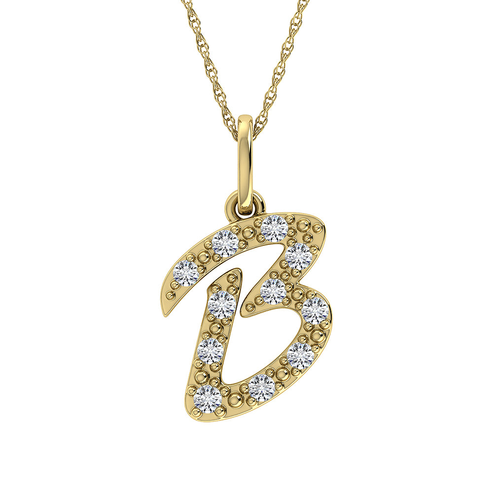 Diamond 1/8 Ct.Tw. Letter B Pendant in 10K Yellow Gold